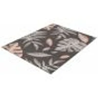 Feuilles Anthracite-Pink Rug
