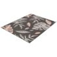Feuilles Anthracite-Pink Rug