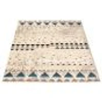 Tapis Modern Afghan ivoire/bleu