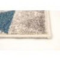 Tapis Modern Afghan ivoire/bleu