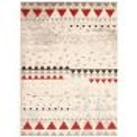 Modern Afghan Ivory/Red Rug