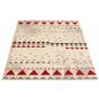 Modern Afghan Ivory/Red Rug