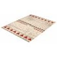 Modern Afghan Ivory/Red Rug