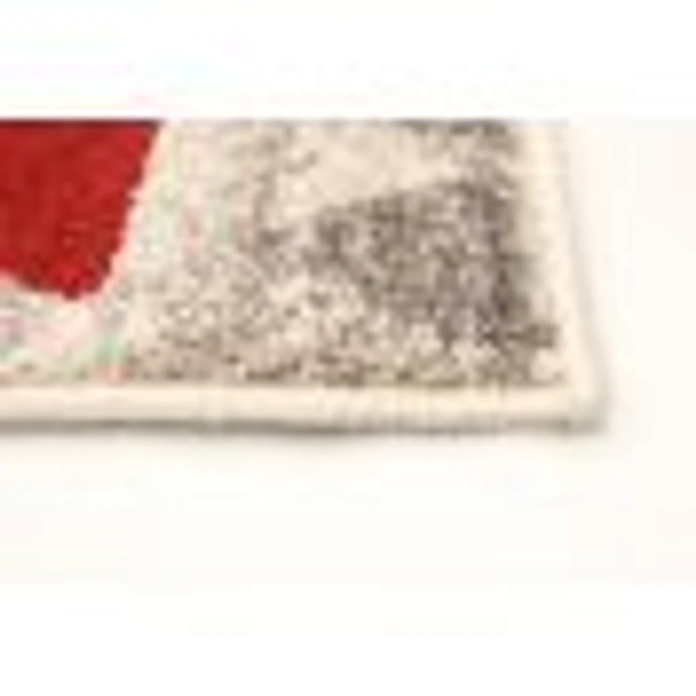Modern Afghan Ivory/Red Rug