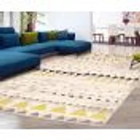 Modern Afghan Ivory/Green Rug