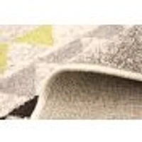 Modern Afghan Ivory/Green Rug