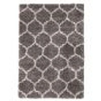 Tapis à poils longs Trellis gris foncé