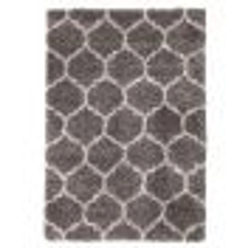 Tapis à poils longs Trellis gris foncé