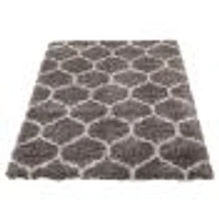 Tapis à poils longs Trellis gris foncé