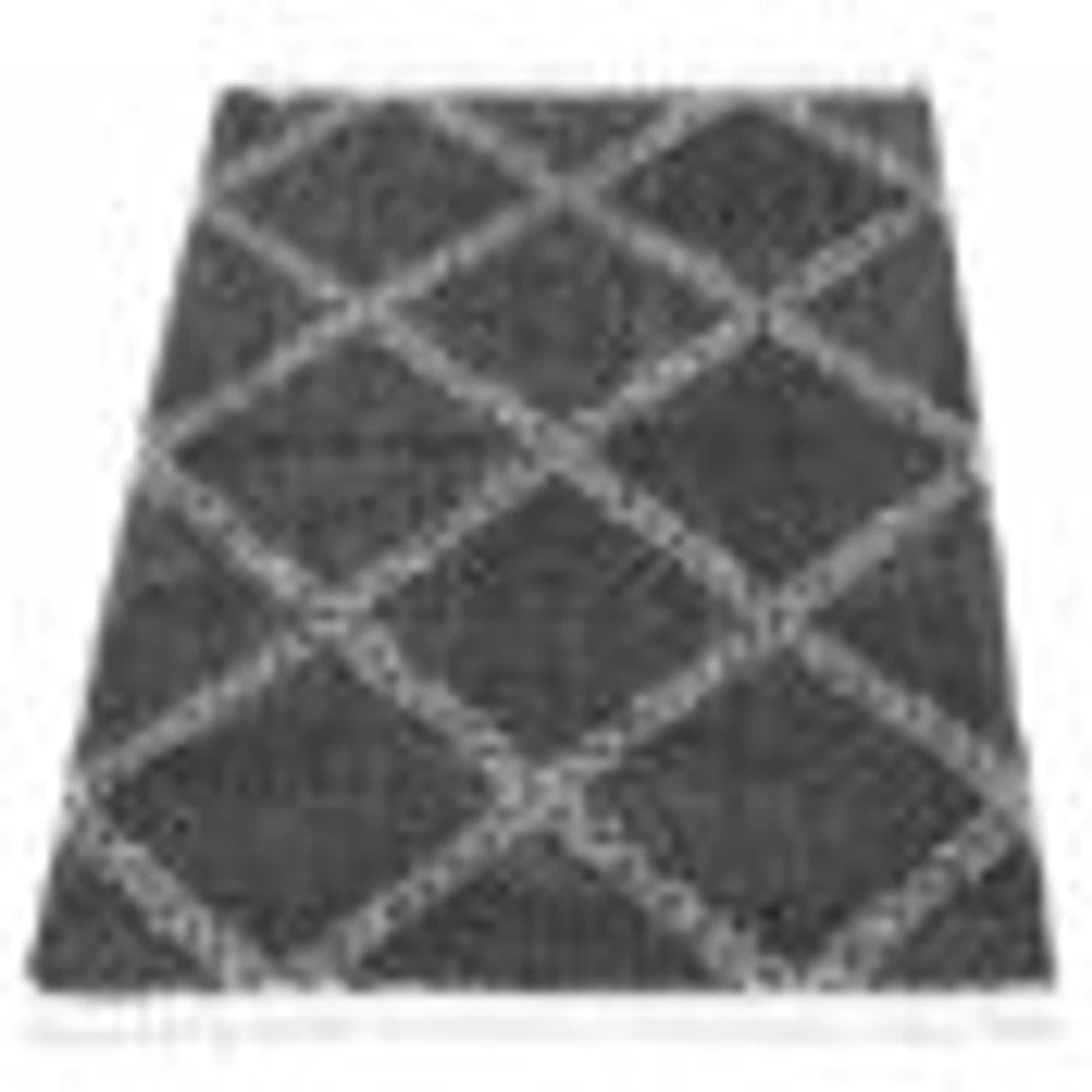 Tapis à poils longs Selene Stark gris foncé