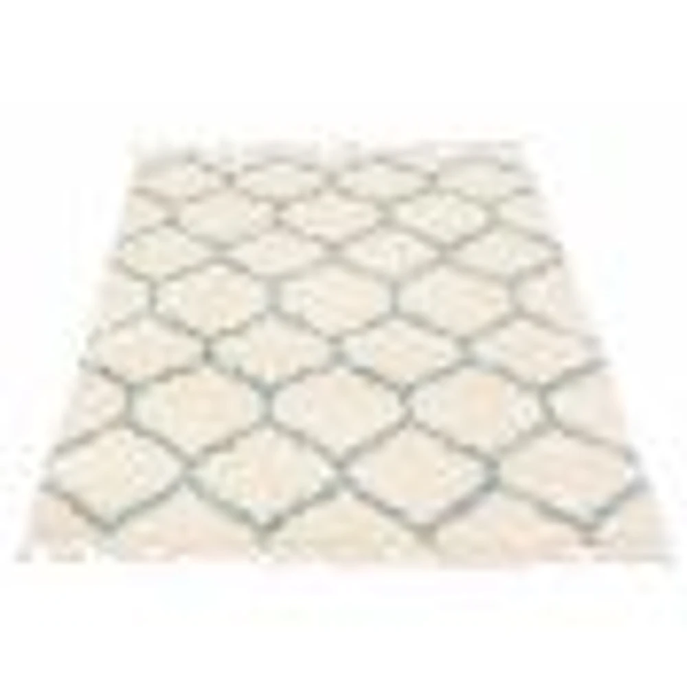 Tapis à poils longs Selene Trellis crème