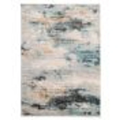 Tapis Delphine bleu, ivoire