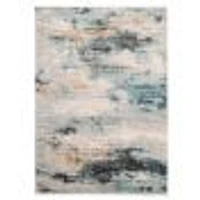 Tapis Delphine bleu, ivoire