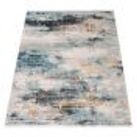 Tapis Delphine bleu, ivoire