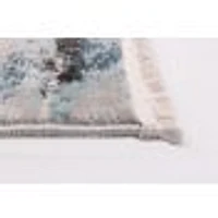 Tapis Delphine bleu, ivoire