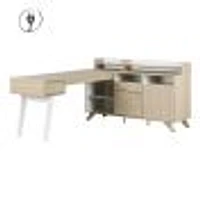 South Shore Furniture Helsy L-Shaped Desk with Power Bar and Removable Hutch