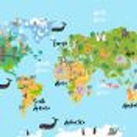 Animal World Map Wallpaper Mural