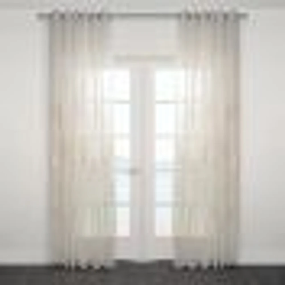 Embroidered Sheer Grommet Curtain