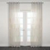 Embroidered Sheer Grommet Curtain