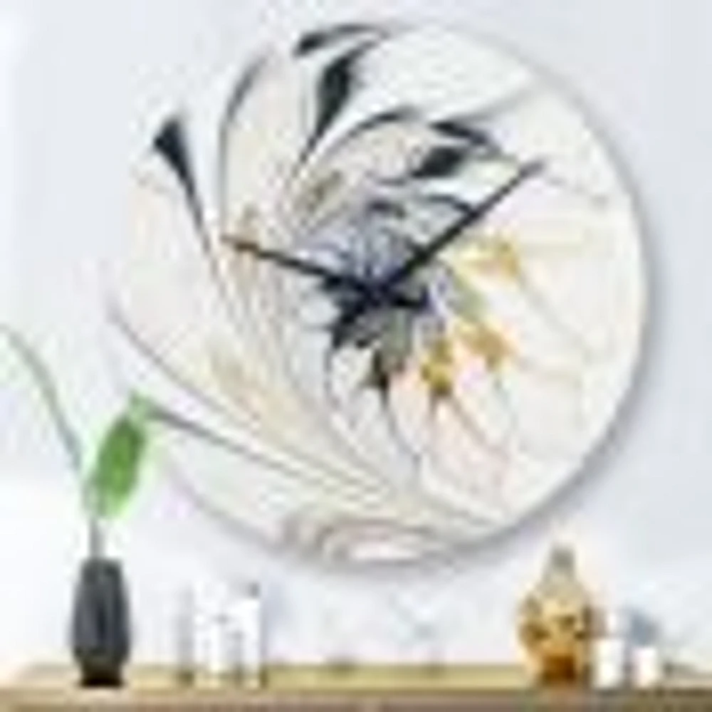 White Stained Glass Floral Art Oversized Wall Clock