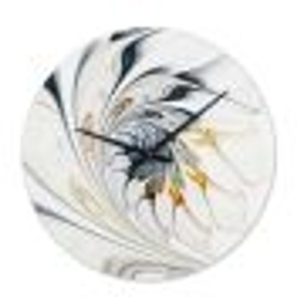 White Stained Glass Floral Art Oversized Wall Clock