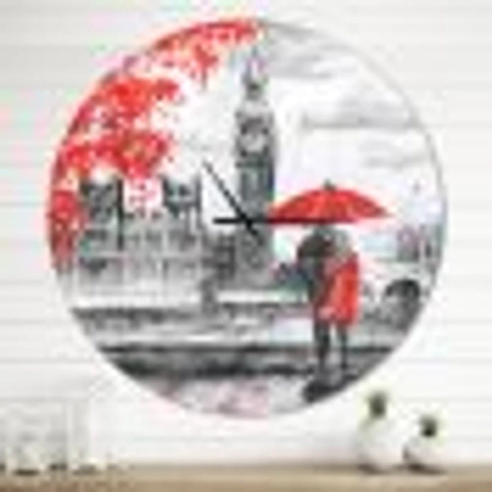 Couples Walking Paris Metal Wall Clock