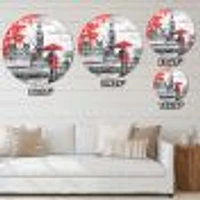 Couples Walking Paris Metal Wall Clock