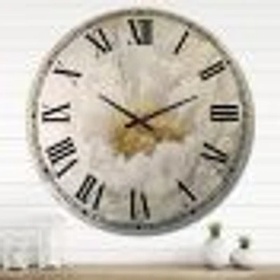 White Serene Peony Oversized Wall Clock