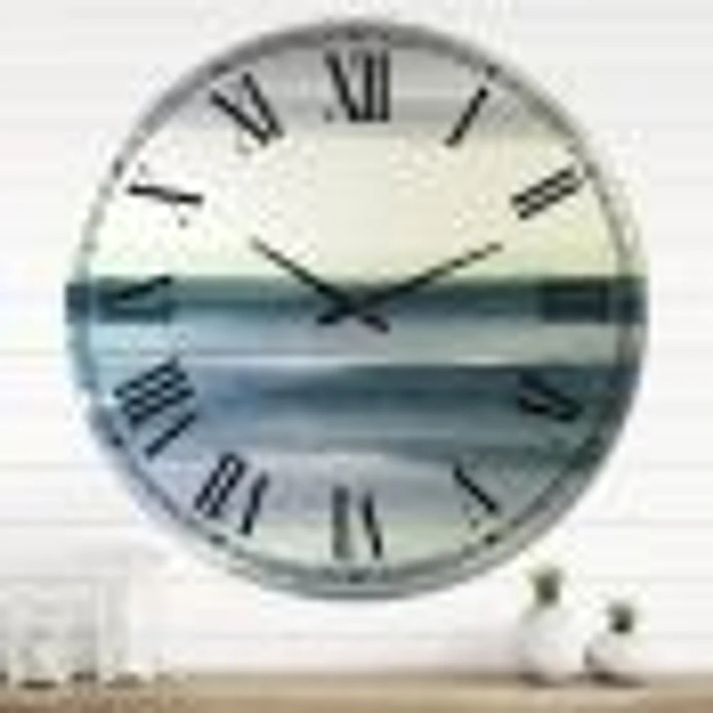 Mint Indigo Dawn I Metal Wall Clock