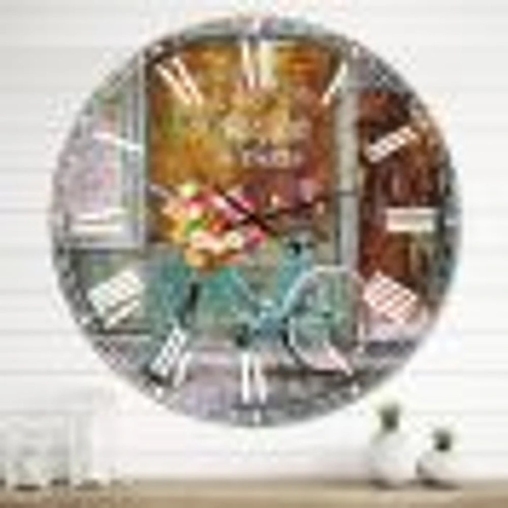 Paris French Flowershop Metal Wall Clock