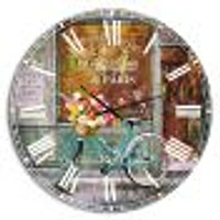 Paris French Flowershop Metal Wall Clock