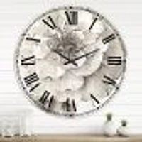 Indigold Grey Peonies I Wall Clock