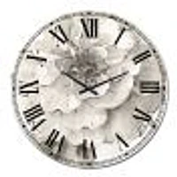 Indigold Grey Peonies I Wall Clock