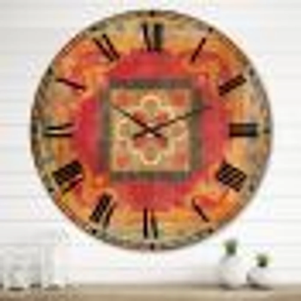 Moroccan Orange Tiles Collage Wall Clock