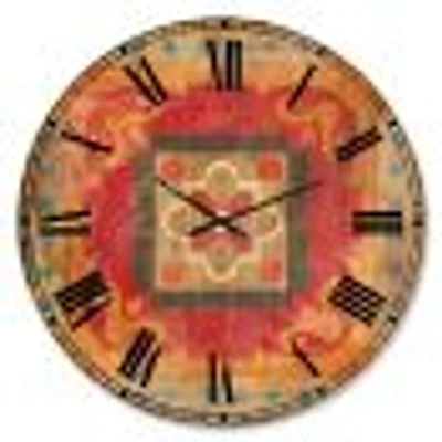 Moroccan Orange Tiles Collage Wall Clock