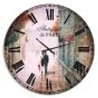 Paris Romance Couples Wall Clock