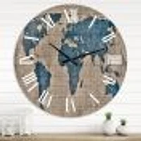 Ancient Map of The World I Oversized Wall Clock