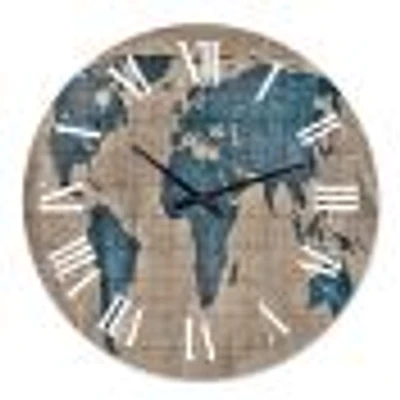 Ancient Map of The World I Oversized Wall Clock