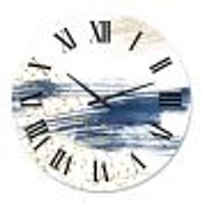 Dark Blue and Gold Abstract I Metal Wall Clock