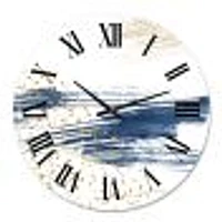 Dark Blue and Gold Abstract I Metal Wall Clock