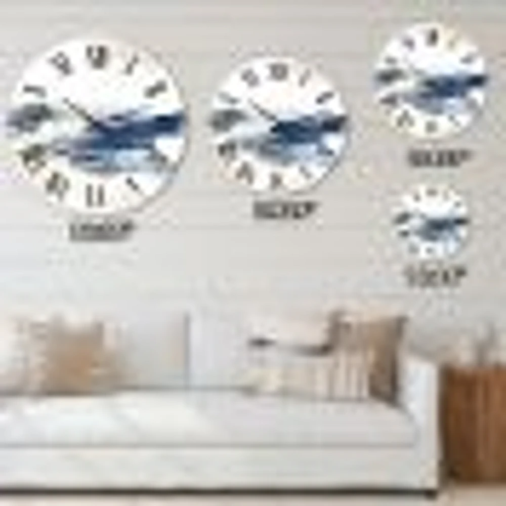 Dark Blue and Gold Abstract I Metal Wall Clock