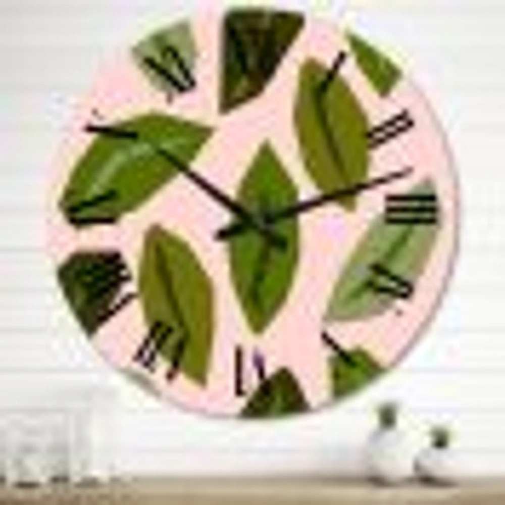 Abstract Floral Elements On Pink I Wall Clock