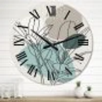 Green Botanical Branch With Leaves Oversized Wall Clock