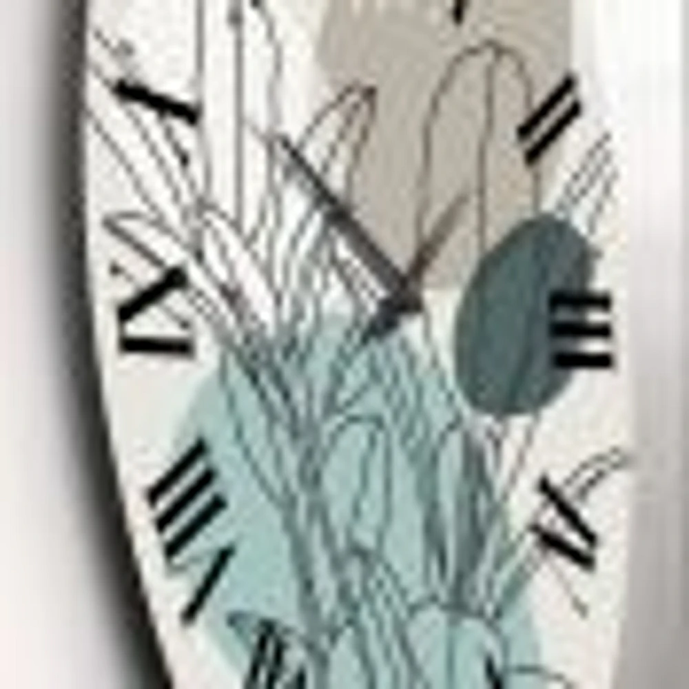 Green Botanical Branch With Leaves Oversized Wall Clock