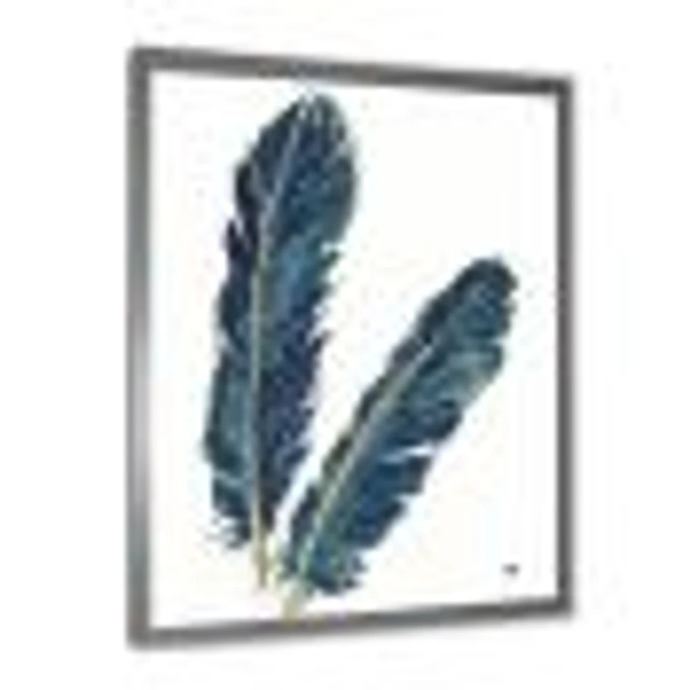 Gold Indigo Feathers IV  Wall Art