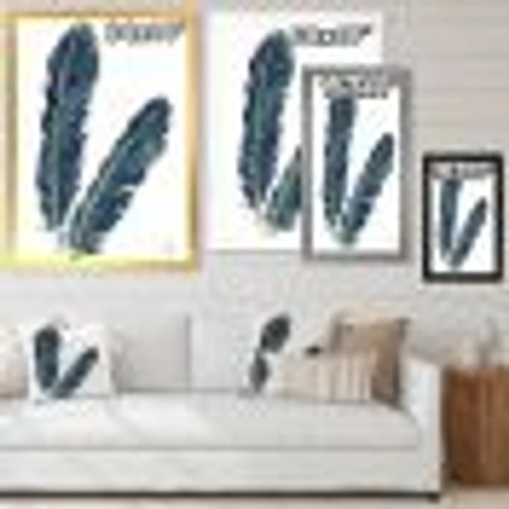 Gold Indigo Feathers IV  Wall Art