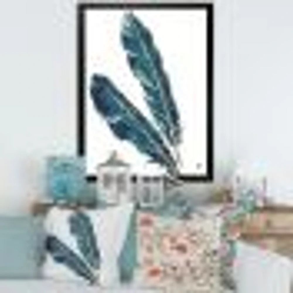 Gold Indigo Feathers III  Wall Art