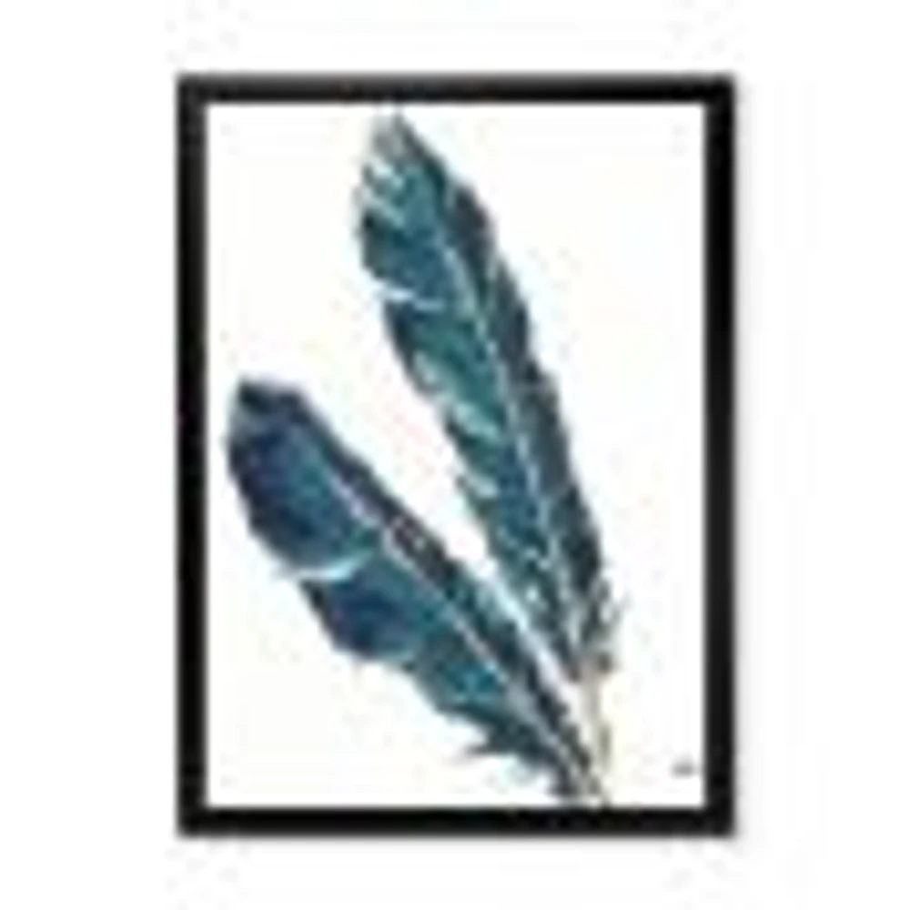 Gold Indigo Feathers III  Wall Art