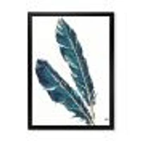 Gold Indigo Feathers III  Wall Art