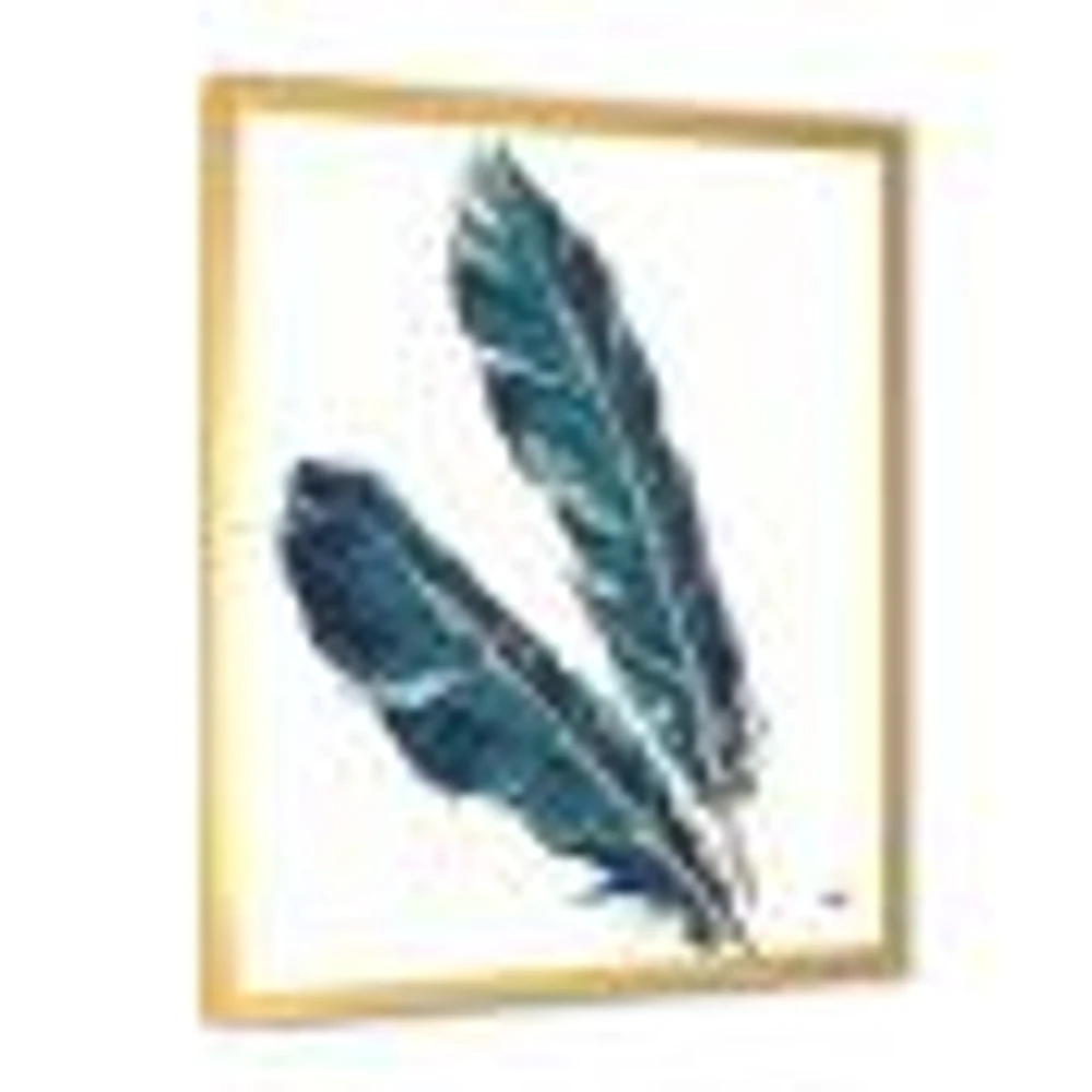 Gold Indigo Feathers III  Wall Art